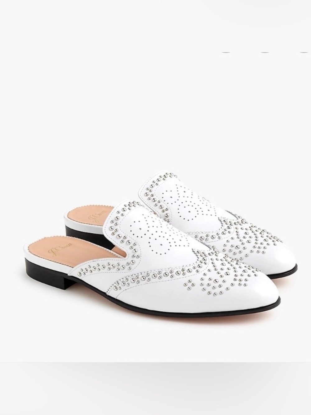 J.Crew Academy Loafer Studded
Leather Mules White Sz 8.5 Slip-On